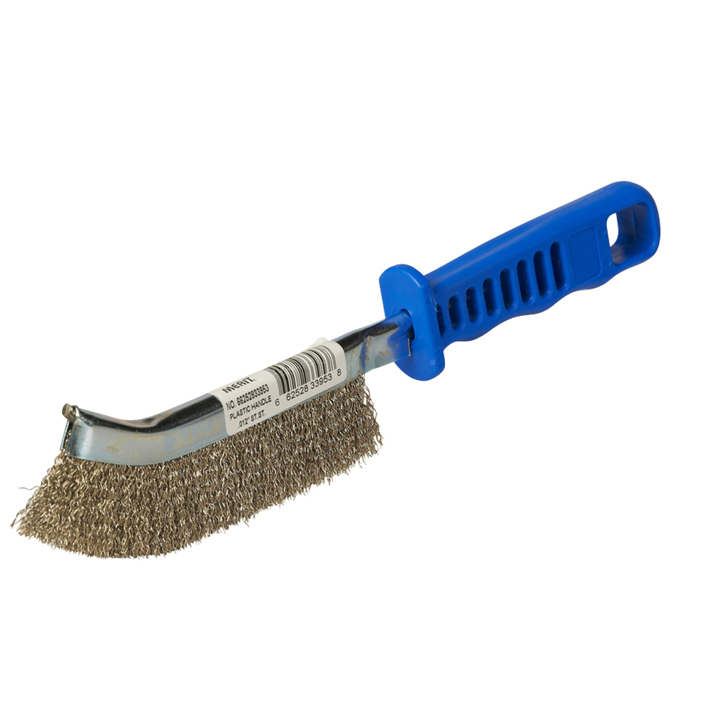 <ul><li>With plastic handle</li><li>Long working life</li><li>Maximum removal capacity</li><li>High wire density for a higher brushing pressure</li><li>Narrow face to allow easy access into slots</li><li>Welding: Cleaning and scale removal</li></ul>|